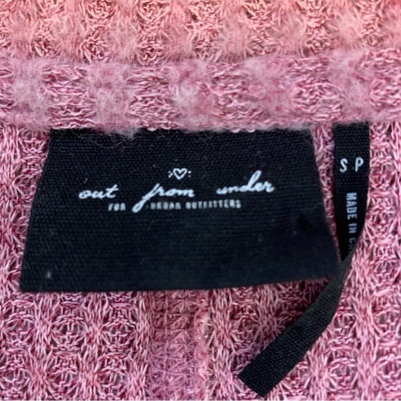URBAN OUTFITTERS Out From Under JoJo Waffle Knit Thermal Top W Tie Front Pink S - Picture 8 of 11